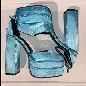 Baby blue platform heels